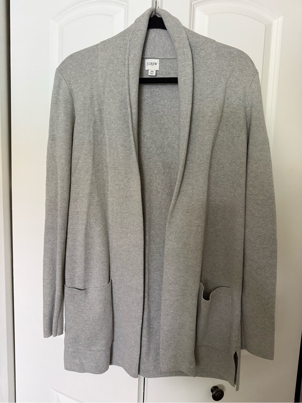 J. Crew Light Gray Open Shawl-Collar Cardigan